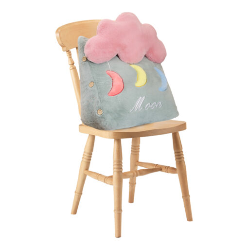 1-SOGA Green Cute Moon Cloud Cushion Soft Leaning Lumbar Wedge Pillow Bedside Plush Home Decor