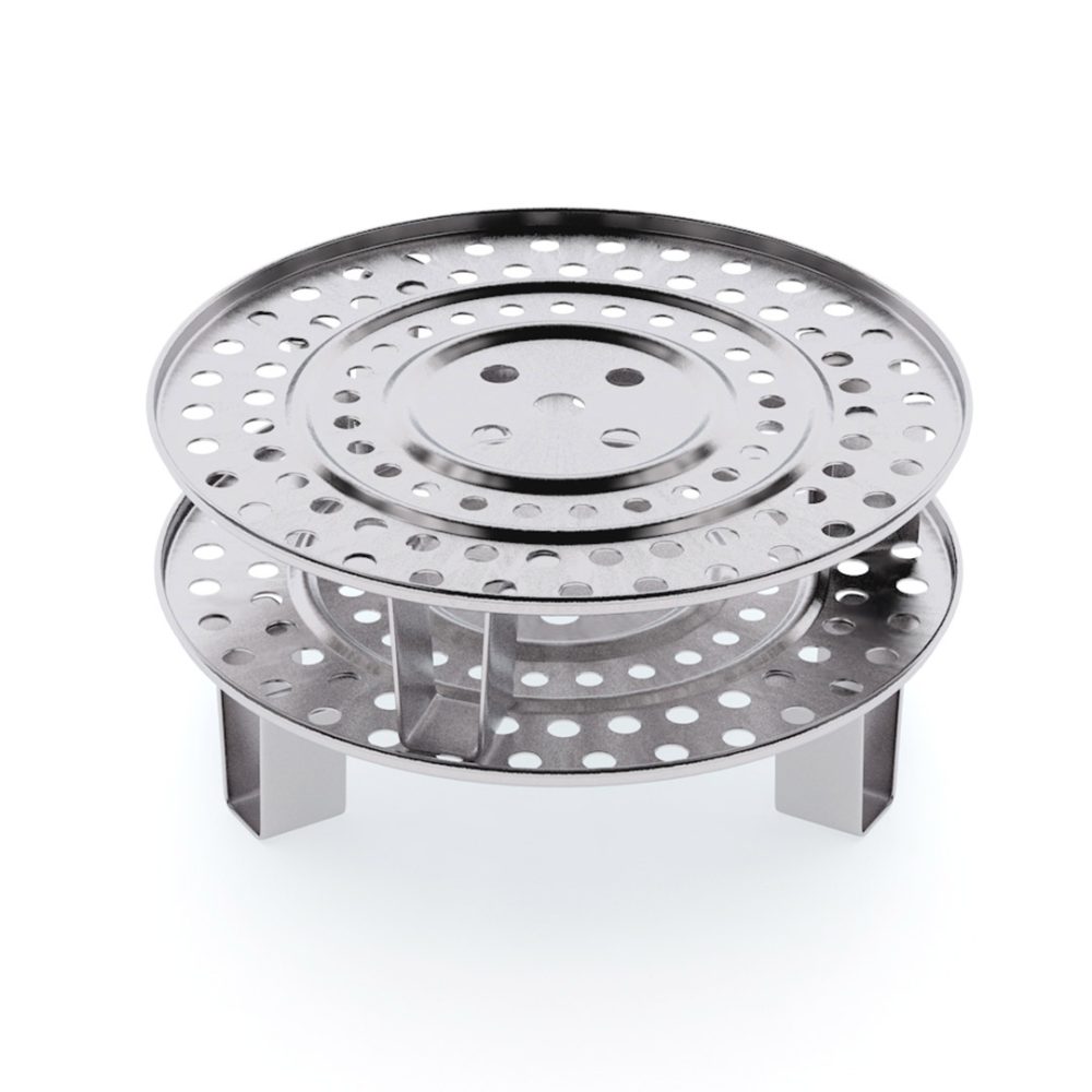 1-SOGA 2X 43cm Stainless Steel Steamer Insert Stock Pot Steaming Rack Stockpot Tray