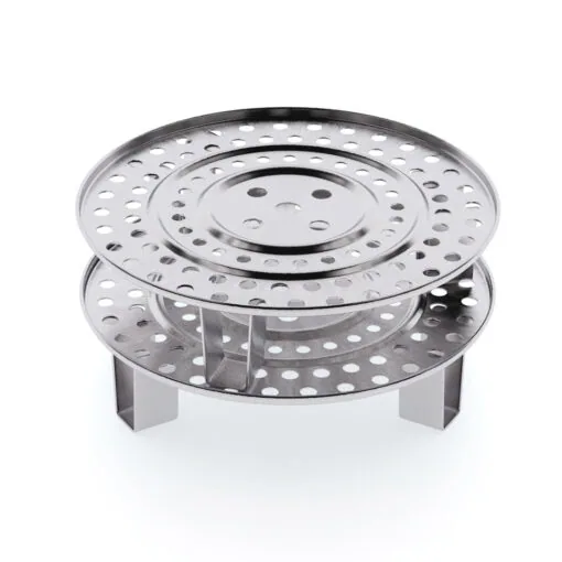 1-SOGA 2X 43cm Stainless Steel Steamer Insert Stock Pot Steaming Rack Stockpot Tray