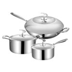 2-SOGA 6 Piece Cookware Set 18/10 Stainless Steel 3-Ply Frying Pan