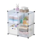 1-SOGA 4-Cube Transparent Shelf Box Portable Cubby DIY Storage Shelves Modular Closet Organiser
