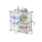 5-SOGA 4-Cube Transparent Shelf Box Portable Cubby DIY Storage Shelves Modular Closet Organiser