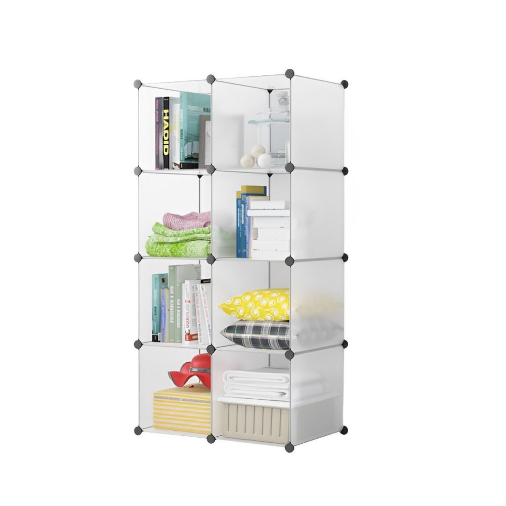 1-SOGA 8-Cube Transparent Shelf Box Portable Cubby DIY Storage Shelves Modular Closet Organiser