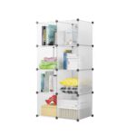 1-SOGA 8-Cube Transparent Shelf Box Portable Cubby DIY Storage Shelves Modular Closet Organiser