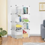 3-SOGA 8-Cube Transparent Shelf Box Portable Cubby DIY Storage Shelves Modular Closet Organiser