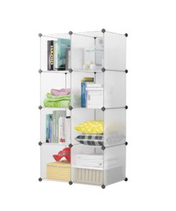 1-SOGA 8-Cube Transparent Shelf Box Portable Cubby DIY Storage Shelves Modular Closet Organiser