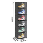 4-SOGA 2X 6 Tier Black Portable Shoe Organiser Sneaker Footwear Folding Plastic Bin Stackable Storage Box with Magnetic Door