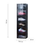 6-SOGA 2X 6 Tier Black Portable Shoe Organiser Sneaker Footwear Folding Plastic Bin Stackable Storage Box with Magnetic Door