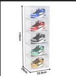 4-SOGA 2X 5 Tier Transparent Portable Shoe Organiser Sneaker Footwear Folding Plastic Bin Stackable Storage Box with Magnetic Door