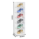 4-SOGA 2X 6 Tier Transparent Portable Shoe Organiser Sneaker Footwear Folding Plastic Bin Stackable Storage Box with Magnetic Door