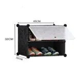 2-SOGA 2 Tier Shoe Rack Organizer Sneaker Footwear Storage Stackable Stand Cabinet Portable Wardrobe with Cover