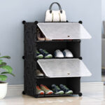 6-SOGA 4 Tier Shoe Rack Organizer Sneaker Footwear Storage Stackable Stand Cabinet Portable Wardrobe with Cover