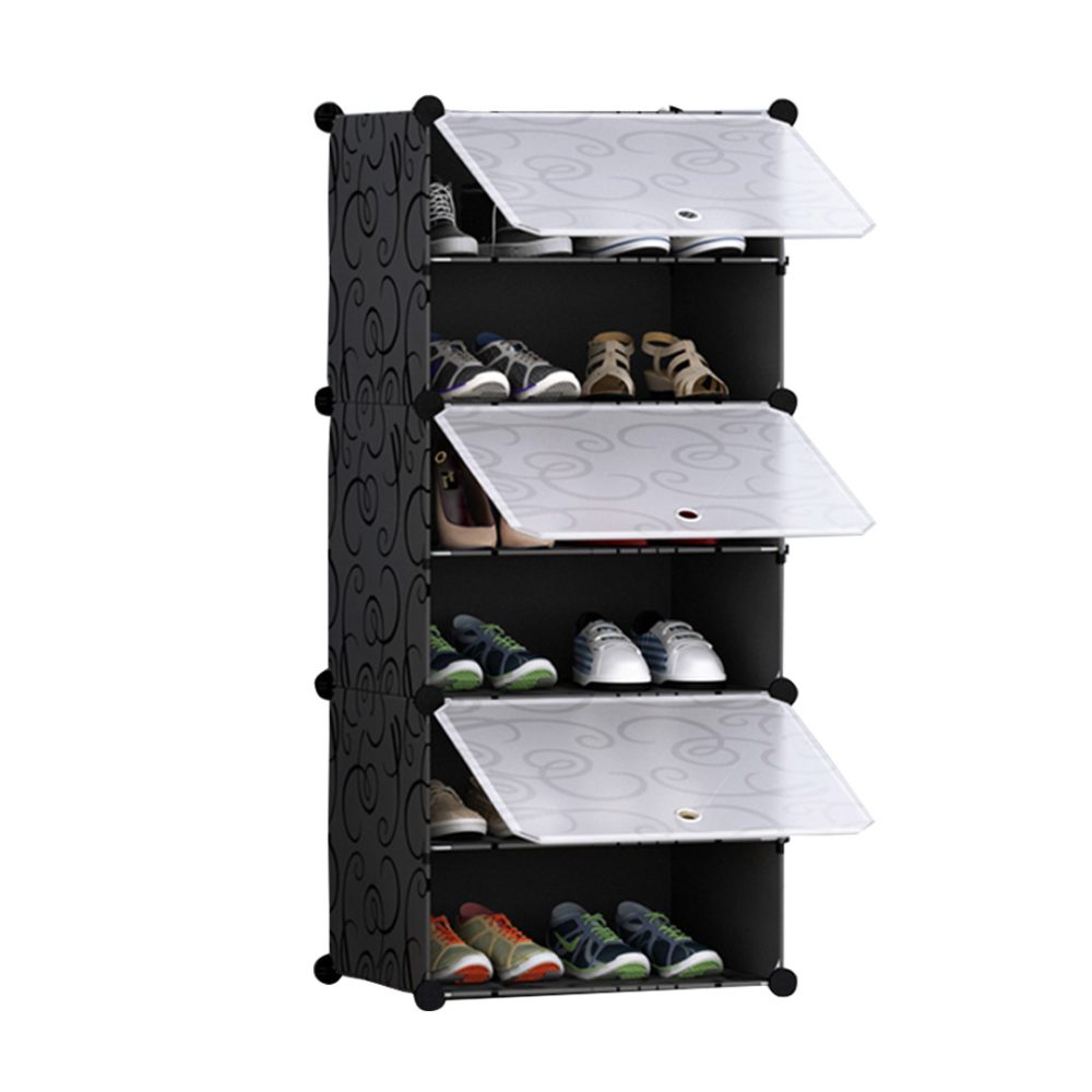 1-SOGA 6 Tier Shoe Rack Organizer Sneaker Footwear Storage Stackable Stand Cabinet Portable Wardrobe with Cover