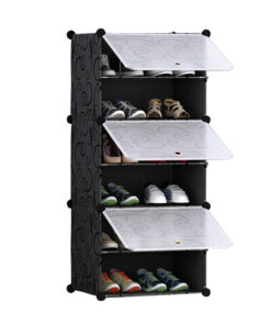1-SOGA 6 Tier Shoe Rack Organizer Sneaker Footwear Storage Stackable Stand Cabinet Portable Wardrobe with Cover