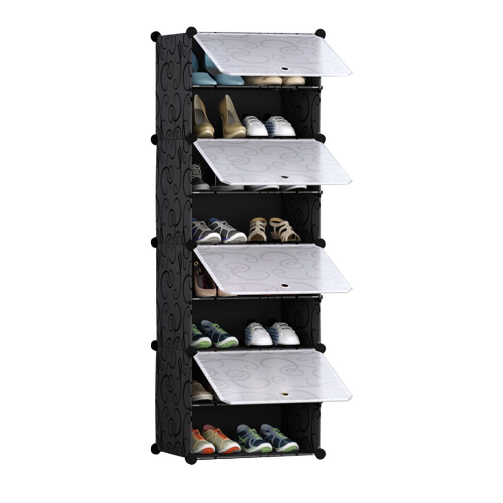 1-SOGA 8 Tier Shoe Rack Organizer Sneaker Footwear Storage Stackable Stand Cabinet Portable Wardrobe with Cover