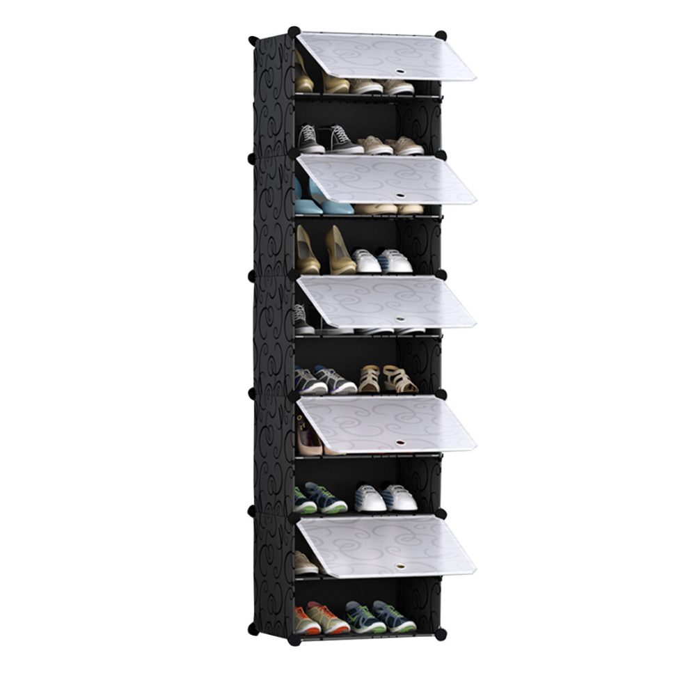 1-SOGA 10 Tier Shoe Rack Organizer Sneaker Footwear Storage Stackable Stand Cabinet Portable Wardrobe with Cover
