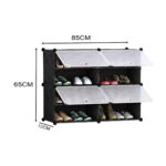 2-SOGA 4 Tier 2 Column Shoe Rack Organizer Sneaker Footwear Storage Stackable Stand Cabinet Portable Wardrobe with Cover