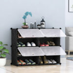 6-SOGA 4 Tier 2 Column Shoe Rack Organizer Sneaker Footwear Storage Stackable Stand Cabinet Portable Wardrobe with Cover