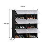 2-SOGA 6 Tier 2 Column Shoe Rack Organizer Sneaker Footwear Storage Stackable Stand Cabinet Portable Wardrobe with Cover