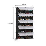 2-SOGA 10 Tier 2 Column Shoe Rack Organizer Sneaker Footwear Storage Stackable Stand Cabinet Portable Wardrobe with Cover
