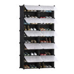 1-SOGA 10 Tier 2 Column Shoe Rack Organizer Sneaker Footwear Storage Stackable Stand Cabinet Portable Wardrobe with Cover