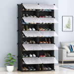 6-SOGA 10 Tier 2 Column Shoe Rack Organizer Sneaker Footwear Storage Stackable Stand Cabinet Portable Wardrobe with Cover