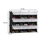 2-SOGA 6 Tier 3 Column Shoe Rack Organizer Sneaker Footwear Storage Stackable Stand Cabinet Portable Wardrobe with Cover