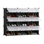 1-SOGA 6 Tier 3 Column Shoe Rack Organizer Sneaker Footwear Storage Stackable Stand Cabinet Portable Wardrobe with Cover