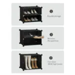 5-SOGA 6 Tier 3 Column Shoe Rack Organizer Sneaker Footwear Storage Stackable Stand Cabinet Portable Wardrobe with Cover
