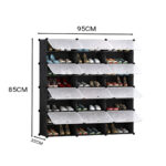 2-SOGA 8 Tier 3 Column Shoe Rack Organizer Sneaker Footwear Storage Stackable Stand Cabinet Portable Wardrobe with Cover
