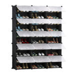 1-SOGA 10 Tier 3 Column Shoe Rack Organizer Sneaker Footwear Storage Stackable Stand Cabinet Portable Wardrobe with Cover