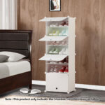2-SOGA 7 Tier White Shoe Rack Organizer Sneaker Footwear Storage Stackable Stand Cabinet Portable Wardrobe with Cover