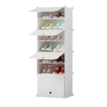 1-SOGA 7 Tier White Shoe Rack Organizer Sneaker Footwear Storage Stackable Stand Cabinet Portable Wardrobe with Cover