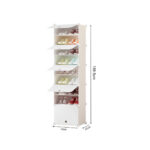 6-SOGA 8 Tier White Shoe Rack Organizer Sneaker Footwear Storage Stackable Stand Cabinet Portable Wardrobe with Cover