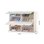 6-SOGA 4 Tier 2 Column White Shoe Rack Organizer Sneaker Footwear Storage Stackable Stand Cabinet Portable Wardrobe with Cover