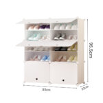 5-SOGA 5 Tier 2 Column White Shoe Rack Organizer Sneaker Footwear Storage Stackable Stand Cabinet Portable Wardrobe with Cover