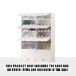 2-SOGA 7 Tier 2 Column White Shoe Rack Organizer Sneaker Footwear Storage Stackable Stand Cabinet Portable Wardrobe with Cover