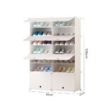 6-SOGA 7 Tier 2 Column White Shoe Rack Organizer Sneaker Footwear Storage Stackable Stand Cabinet Portable Wardrobe with Cover