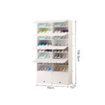 6-SOGA 9 Tier 2 Column White Shoe Rack Organizer Sneaker Footwear Storage Stackable Stand Cabinet Portable Wardrobe with Cover