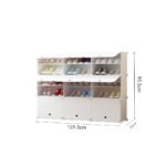 7-SOGA 5 Tier 3 Column White Shoe Rack Organizer Sneaker Footwear Storage Stackable Stand Cabinet Portable Wardrobe with Cover
