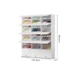 7-SOGA 9 Tier 3 Column White Shoe Rack Organizer Sneaker Footwear Storage Stackable Stand Cabinet Portable Wardrobe with Cover