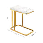 6-SOGA 30x50cm White Ceramic Sofa Side Square Mini Table w/ Gold Metal Legs