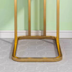 8-SOGA 30x50cm White Ceramic Sofa Side Square Mini Table w/ Gold Metal Legs