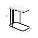 6-SOGA 30x50cm White Ceramic Sofa Side Square Mini Table w/ Black Metal Legs
