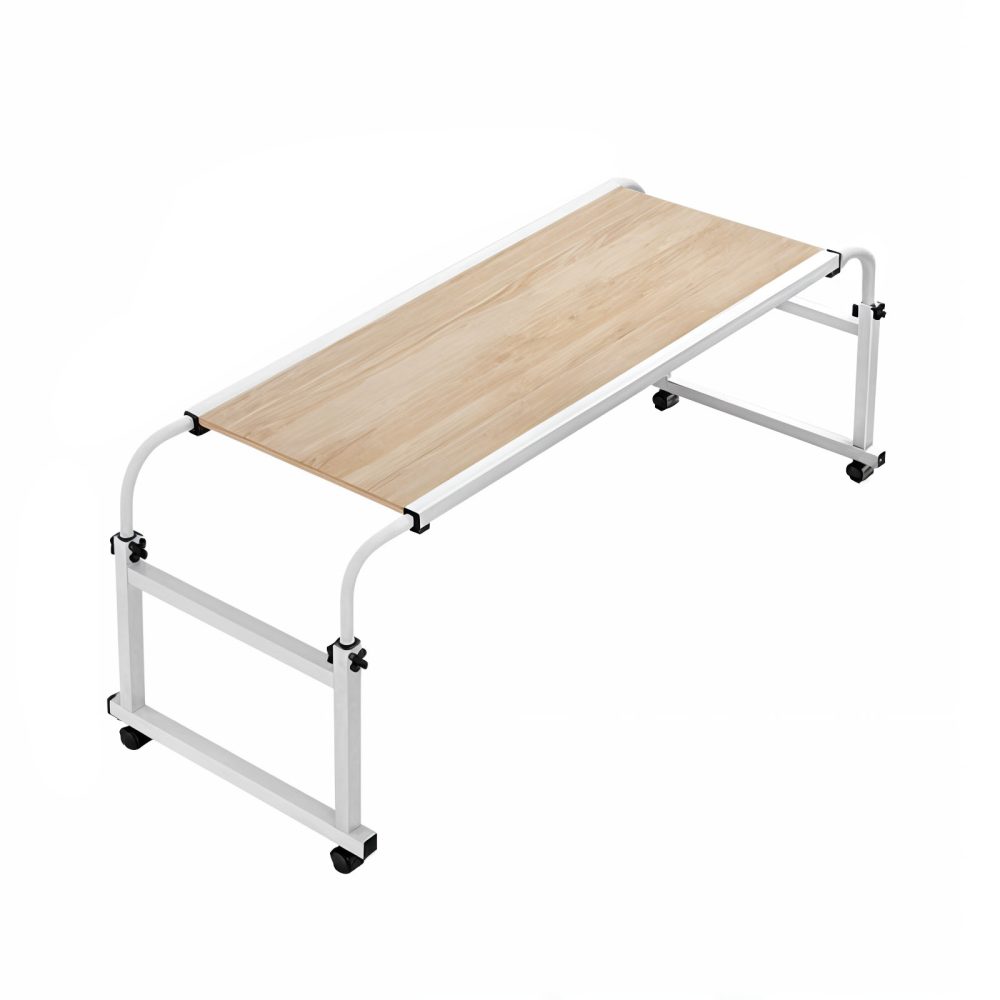 1-SOGA 120x45cm Wood Cross Bed Movable Desk Table w/ Adjustble Length & Height