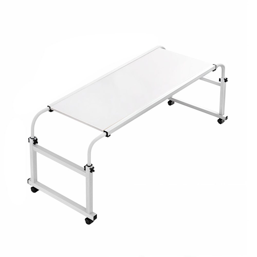 1-SOGA 140x45cm White Cross Bed Movable Desk Table w/ Adjustable Length & Height