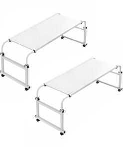 1-SOGA 2X 140x45cm White Cross Bed Movable Desk Table w/ Adjustable Length & Height