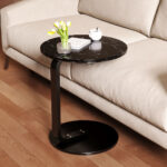 2-SOGA 50cm Black Marble Mini Side Table Movable Lightweight w/ Black Frame