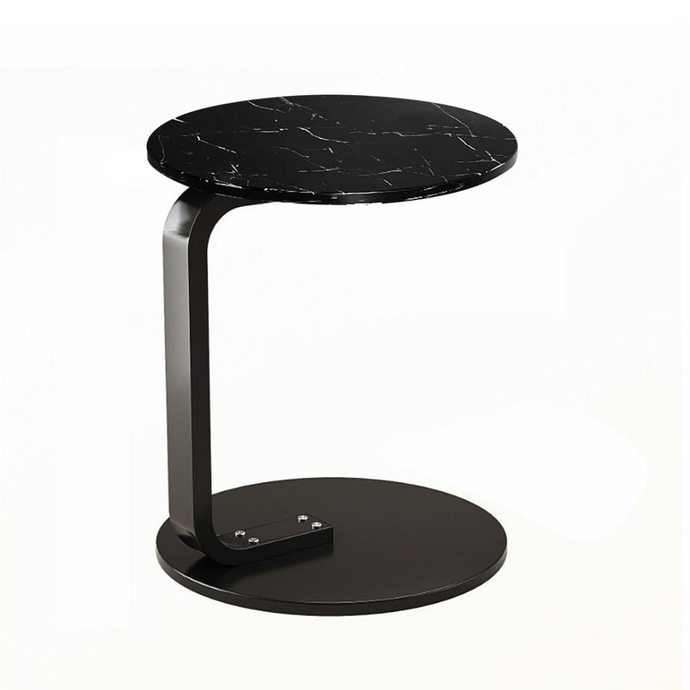 1-SOGA 50cm Black Marble Mini Side Table Movable Lightweight w/ Black Frame