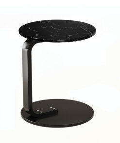 1-SOGA 50cm Black Marble Mini Side Table Movable Lightweight w/ Black Frame